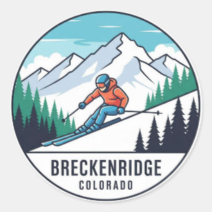 Sticker Rond Breckenridge Colorado Skiing Skier Travel