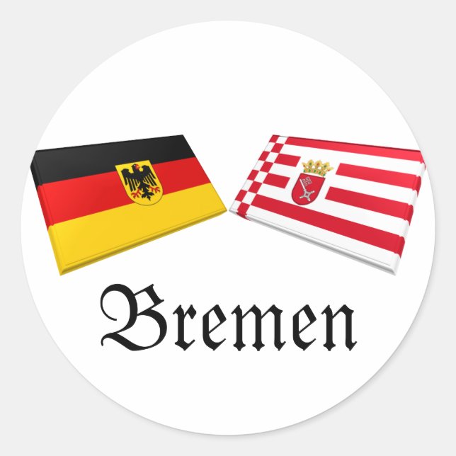 Sticker Rond Brême, Allemagne Drapeau Carreaux (Devant)