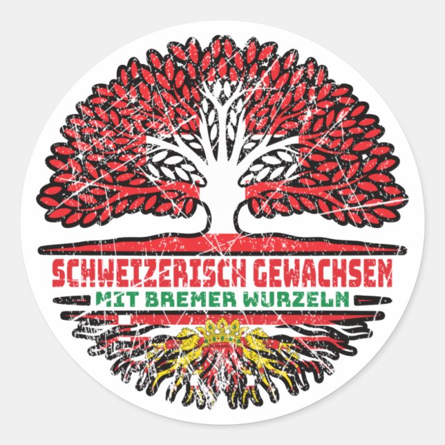 Sticker Rond Bremen Bremer Schweizer Schweiz Baum Wurzel Flagge (Devant)