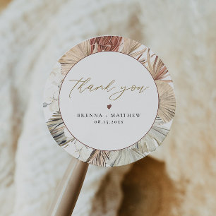 Sticker Rond BRENNA Bohemian Terracotta Dry Palm Boho Round