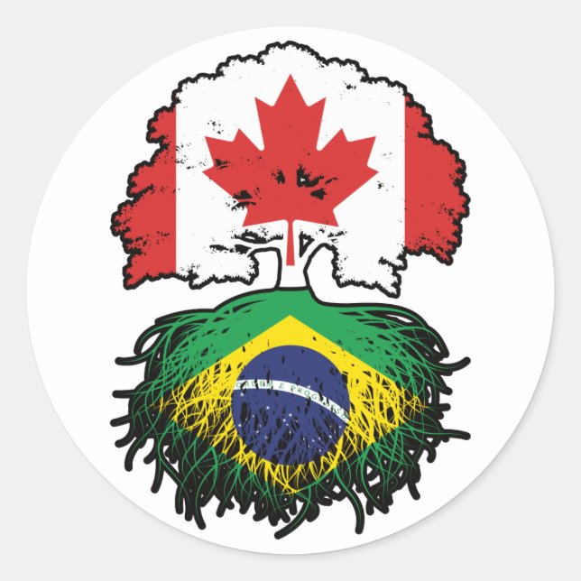 Sticker Rond Brésil Brésil Brésil Canada drapeau des racines de (Devant)