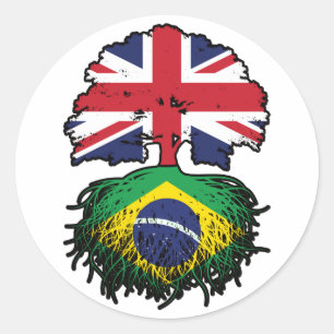 Sticker Rond Brésil Brésil Britanniques Royaume-Uni drapeau des