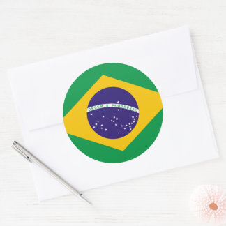 Sticker Rond Brésil : drapeau du Brésil