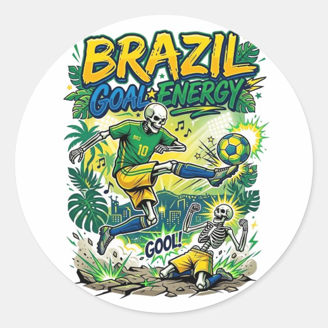 Sticker Rond Brésil Énergie de but Skeleton Nations attaquant C (Devant)