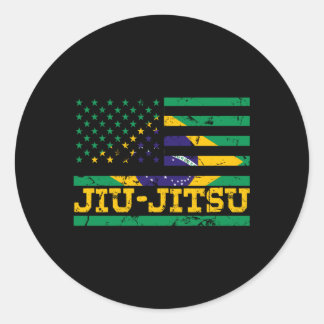 Sticker Rond Brésil Jiu Jitsu Amérique Drapeau Etats-Unis Sport