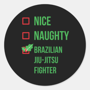 Sticker Rond Brésil Jiu-jitsu Fighter Funny Pajama Noël