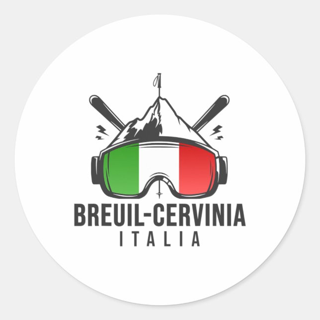 Sticker Rond Breuil-cervinia Station de ski rétro (Devant)