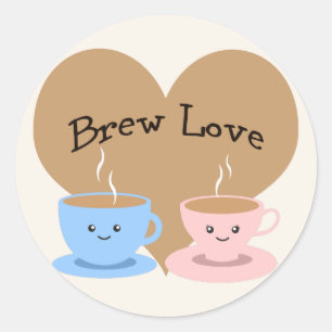 Sticker Rond Brew Love ! Coffee Mugs