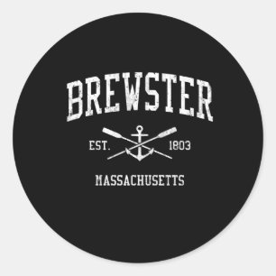 Sticker Rond Brewster Ma Crossed Oars Bateau Ancre Sports