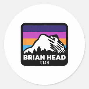 Sticker Rond Brian Head Utah Ski Snowboard Famille Ski Tri