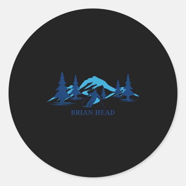 Sticker Rond Brian head utah station de ski skieur  (Devant)