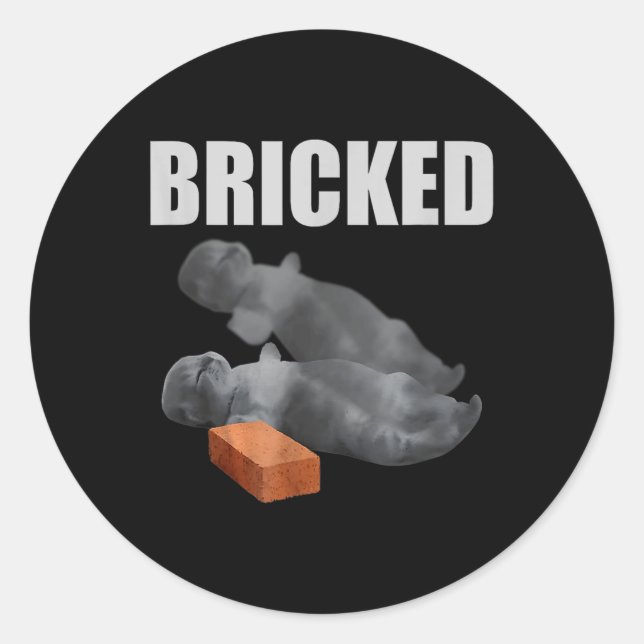 Sticker Rond Brick de chats drôle Knoking out Meme Silly Cats S (Devant)