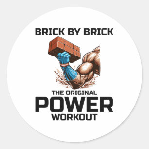 Sticker Rond Bricklayer Humour en brique Puissance Exercice amu