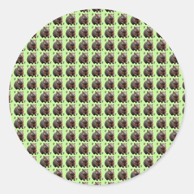 Sticker Rond Brickwork Burrow : Une toile verte de Wombat, (Devant)