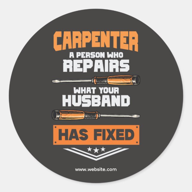 Sticker Rond Bricoleur de construction Charpentier | Modèle Rus (Devant)