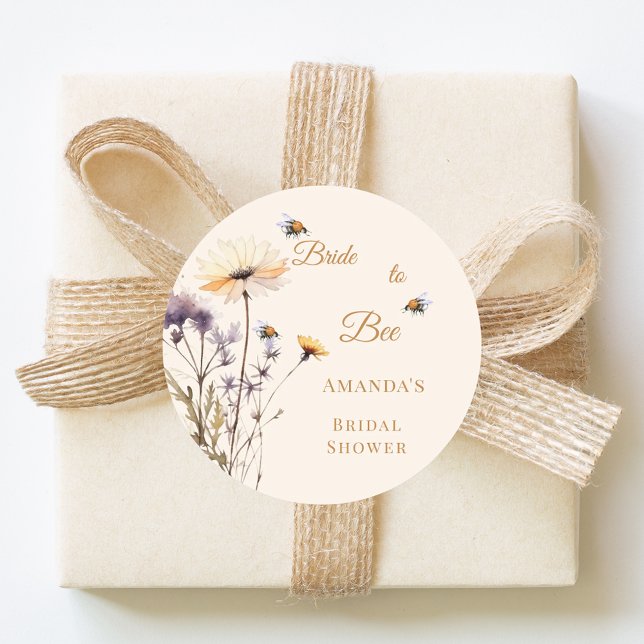 Sticker Rond Bridal Shower Bride to Bee Wildflower Ivory (Créateur téléchargé)