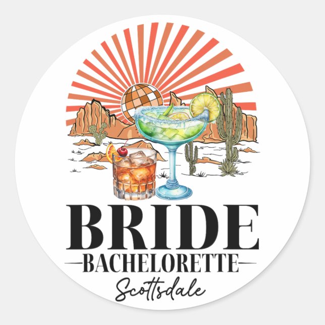 Sticker Rond Bride Bridesmaid Brigade Scottsdale Bacheloret (Devant)