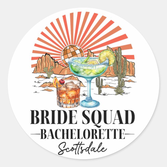 Sticker Rond Bride Brigade Bridesmaid Bride Scottsdale Bachelor (Devant)