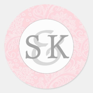 Sticker Rond Bride Groom initiales enveloppe monogramme sceau r