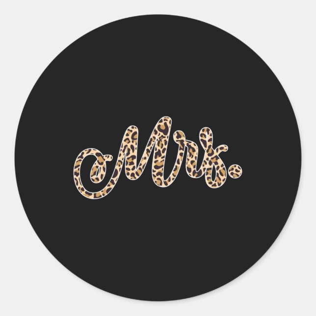 Sticker Rond Bride Groom Mme l'Empreinte de léopard Mariage Mat (Devant)