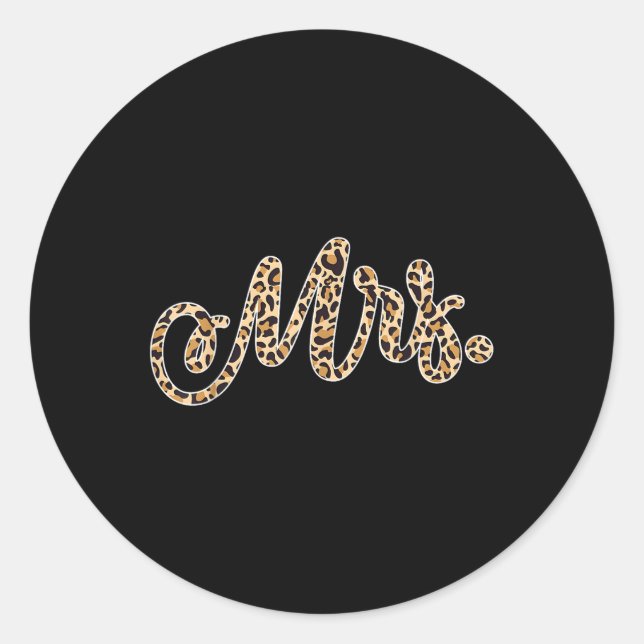 Sticker Rond Bride Groom Mme l'Empreinte de léopard Mariage Mat (Devant)