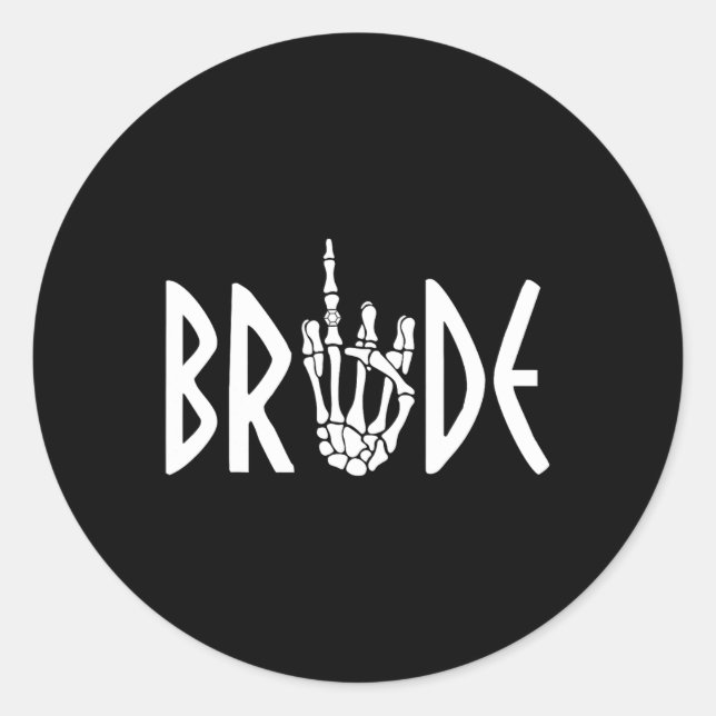 Sticker Rond Bride Groom Skeleton Mariage gothique Fiançailles  (Devant)