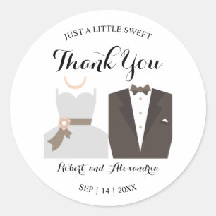 Sticker Rond Bride & Groom Sweet Treat Mariage Merci