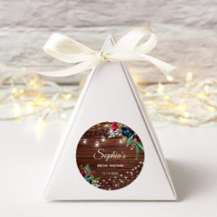 Sticker Rond Bride Rustique Bois Bourgogne Lumières Florales