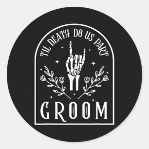 Sticker Rond Bride Skeleton gothique Halloween Fiançailles Mari
