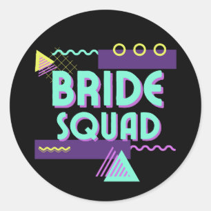 Sticker Rond Bride Squad Personnalisé 90s Bouton de Témoin de M