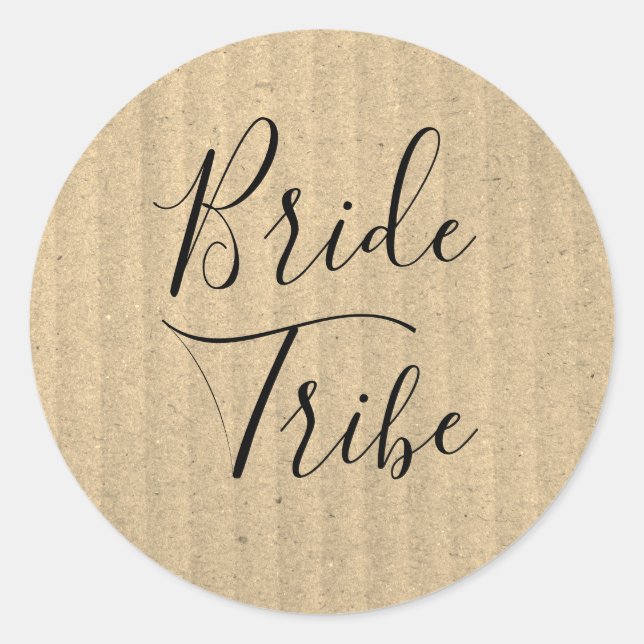 Sticker Rond Bride Tribe Hipster Rustique Mariage Kraft papier (Devant)