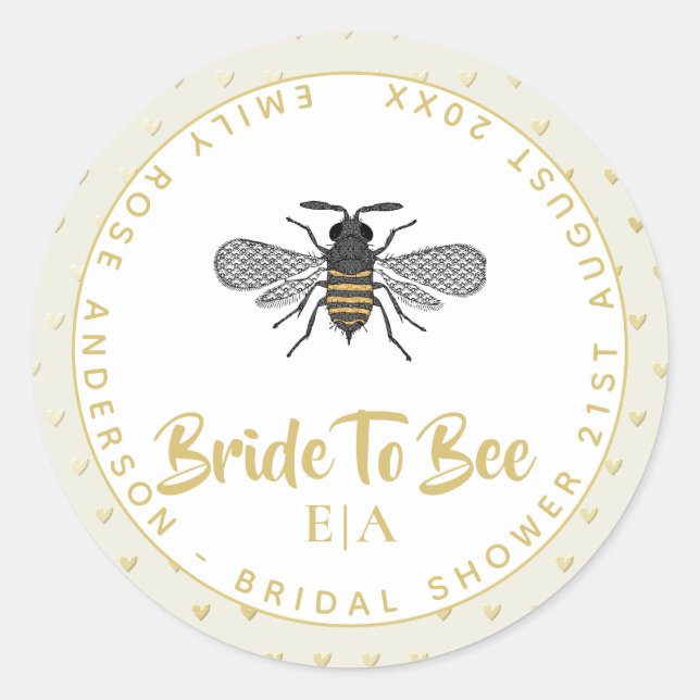 Sticker Rond Bride vers BEE - Monogramme Fête des mariées Merci (Devant)