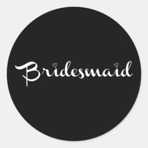 Sticker Rond Bridesmaid blanc sur noir