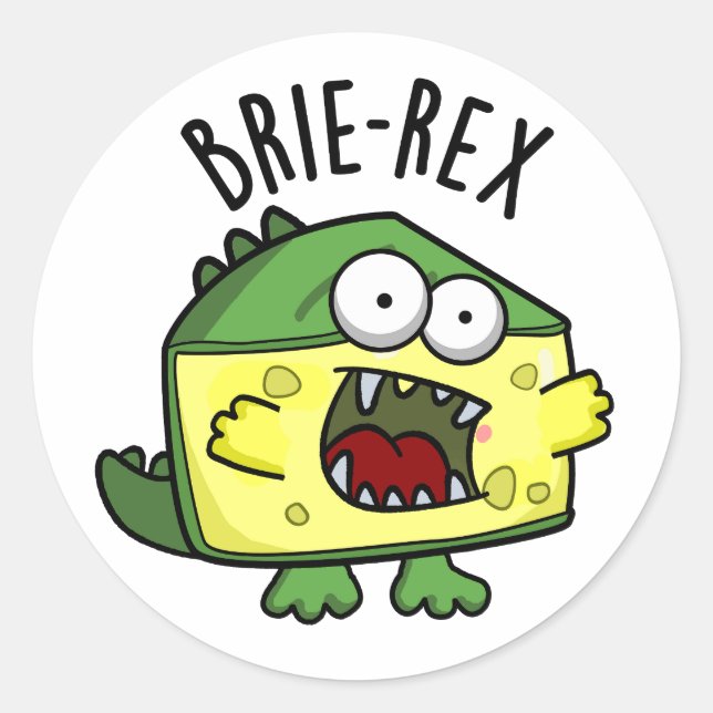 Sticker Rond Brie-rex Fromage drôle TRex Pun (Devant)
