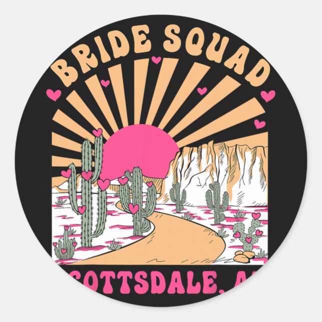 Sticker Rond Brigade Scottsdale Desert Disco Bachelorette P (Devant)