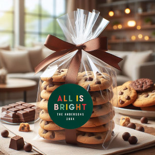 Sticker Rond Bright 1 photo vert fun moderne Noël famille