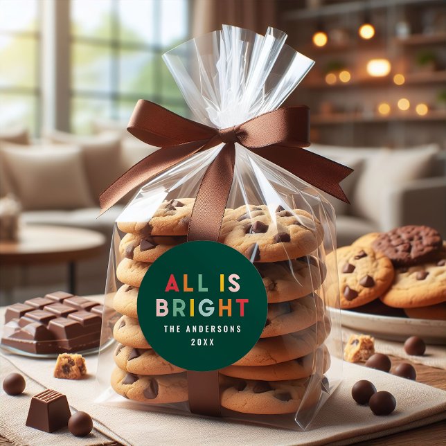 Sticker Rond Bright 1 photo vert fun moderne Noël famille (Créateur téléchargé)