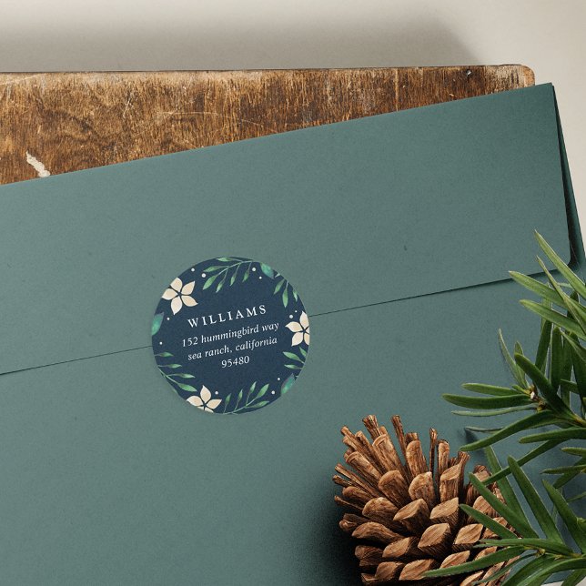 Sticker Rond Bright Boughs | Adresse de retour de Noël (Créateur téléchargé)