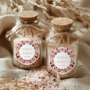 Sticker Rond Bright Fall Fleur sauvage Floral Wreath Mariage