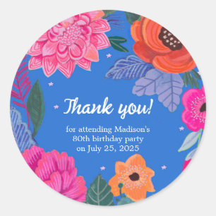 Sticker Rond Bright Floral fête d'anniversaire