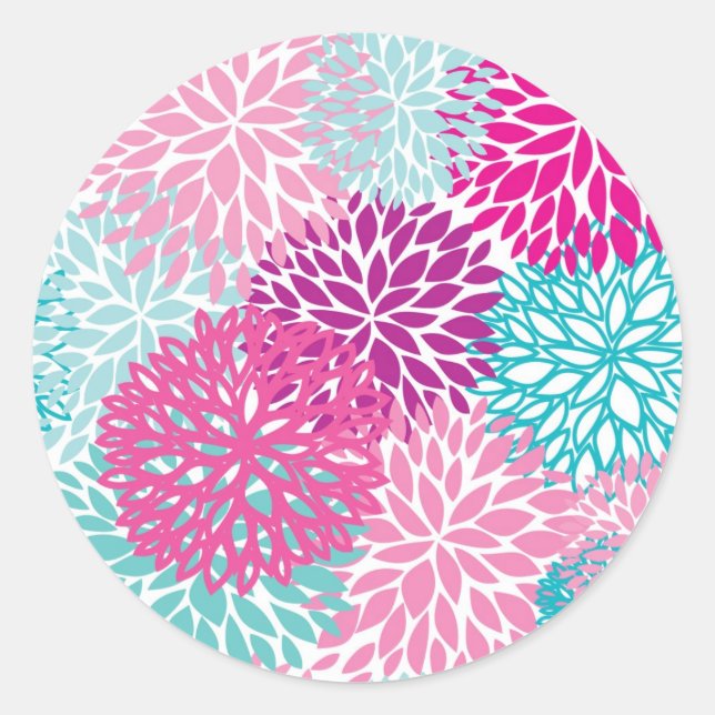 Sticker Rond Bright Floral pattern 2 (Devant)