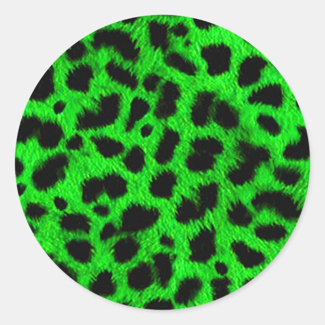 STICKER ROND BRIGHT NEON GREEN LIME BLACK POSTER DE ANIMAL MOTI (Devant)