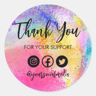 Sticker Rond Bright Paint Splatter Merci tendance Média