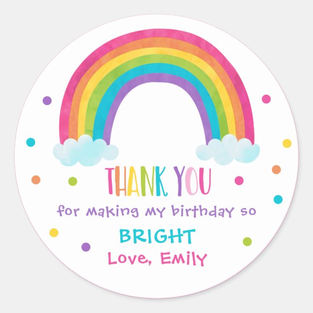 Sticker Rond Bright Rainbow Anniversaire Fête Cadeau Favoriser (Devant)