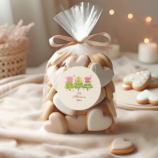 Sticker Rond Bright Ribbon Trees Holiday Family (Créateur téléchargé)