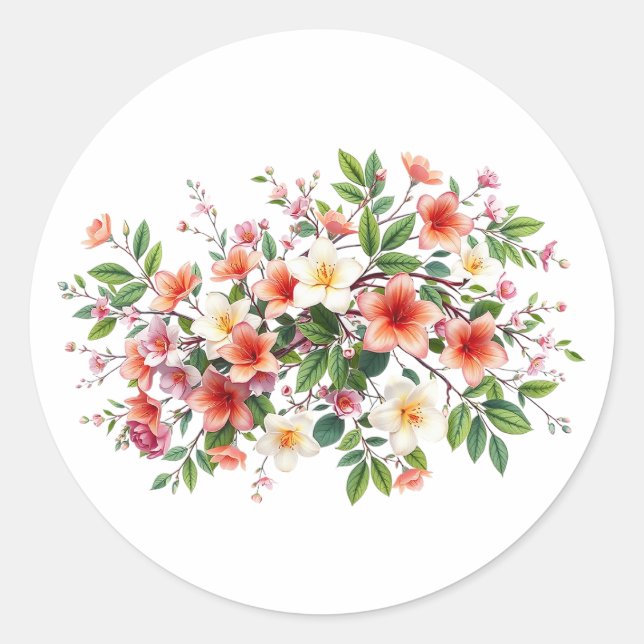 Sticker Rond Bright Spring Floral Bouquet (Devant)