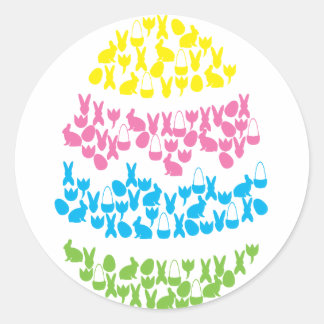 Sticker Rond Bright Spring Motif OEufs de Fête de Pâques
