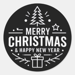 Sticker Rond Bright Star Joyeux Noël et heureux Bâton de Nouvel