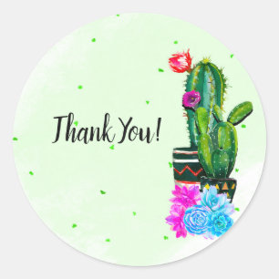 Sticker Rond Bright Stripes Fiesta Succulents Cinco de Mayo