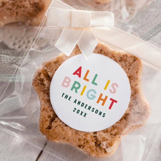 Sticker Rond Bright typographie famille moderne de Noël (Créateur téléchargé)